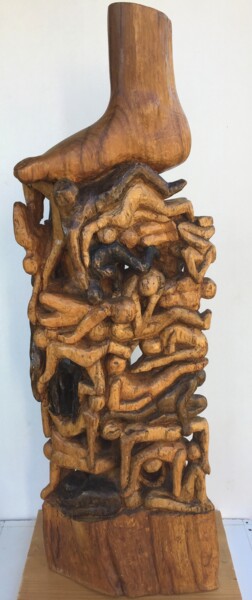 Sculpture titled "Pied-des-Stèles" by Bernard Sabathé, Original Artwork, Wood