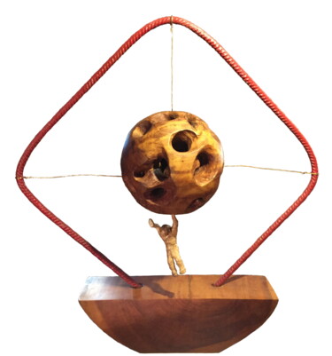 Skulptur mit dem Titel "La Place de l'Homme…" von Bernard Sabathé, Original-Kunstwerk, Holz