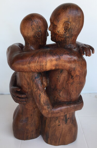 Skulptur mit dem Titel "Attachement" von Bernard Sabathé, Original-Kunstwerk, Holz