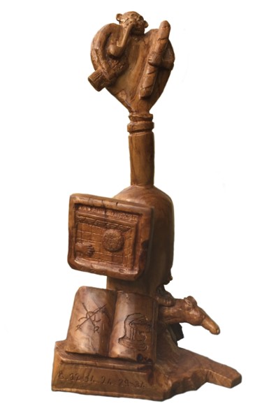 Skulptur mit dem Titel "Tranches d'une vie…" von Bernard Sabathé, Original-Kunstwerk, Holz