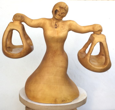 Skulptur mit dem Titel "Balance" von Bernard Sabathé, Original-Kunstwerk, Holz