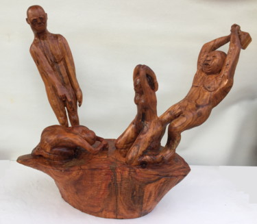 Скульптура под названием "Violences faites au…" - Bernard Sabathé, Подлинное произведение искусства, Дерево