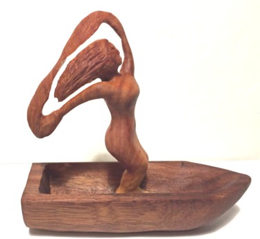 Skulptur mit dem Titel "Embarcation pour s'…" von Bernard Sabathé, Original-Kunstwerk, Holz