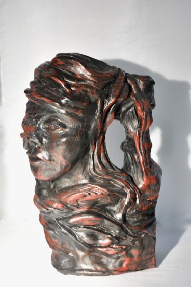 Sculptuur getiteld "visage" door Bernard Schembri, Origineel Kunstwerk, Terra cotta