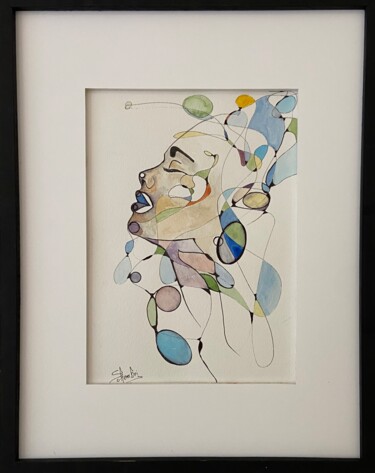 Schilderij getiteld "femme" door Bernard Schembri, Origineel Kunstwerk, Aquarel