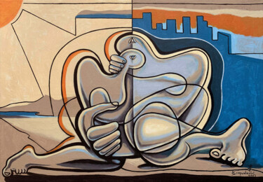 Malerei mit dem Titel "SHELTING LOVE" von Bernard Simunovic, Original-Kunstwerk, Acryl