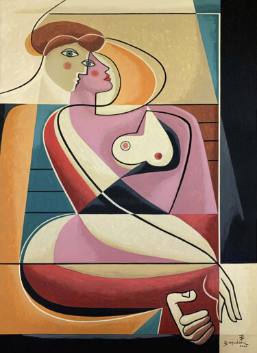 Malerei mit dem Titel "ROUGE" von Bernard Simunovic, Original-Kunstwerk, Acryl