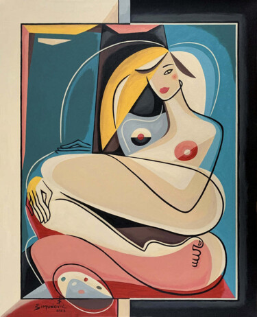 Pintura intitulada "THE ARTIST EASEL WI…" por Bernard Simunovic, Obras de arte originais, Acrílico