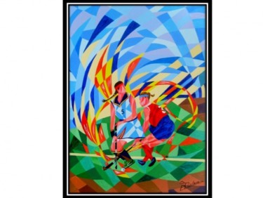 Peinture intitulée "geste sportif" par Bernard Tridera, Œuvre d'art originale, Huile