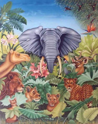Peinture intitulée "L'Afrique" par Bernard Vercruyce, Œuvre d'art originale, Huile