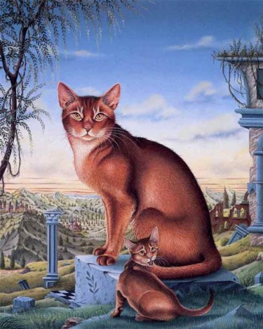 Peinture intitulée "Le chat d'Hiram" par Bernard Vercruyce, Œuvre d'art originale