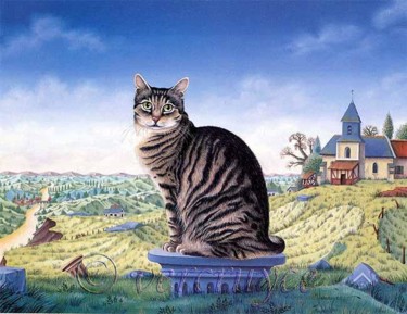 Peinture intitulée "Ma chatte, mon amie." par Bernard Vercruyce, Œuvre d'art originale