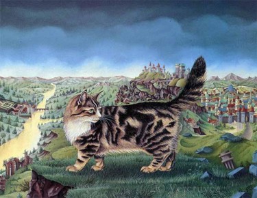Peinture intitulée "Le chat d'Abel Grim…" par Bernard Vercruyce, Œuvre d'art originale