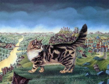 Painting titled "Le chat d'Abel Grim…" by Bernard Vercruyce, Original Artwork