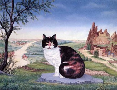 Peinture intitulée "Le chat d'Helmont" par Bernard Vercruyce, Œuvre d'art originale