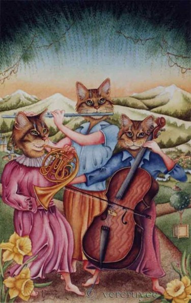 Peinture intitulée "Le trio musical" par Bernard Vercruyce, Œuvre d'art originale, Huile