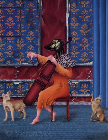 Painting titled "La musique adoucit…" by Bernard Vercruyce, Original Artwork, Oil