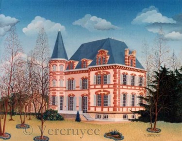 Картина под названием "Le Castle Rose - (1…" - Bernard Vercruyce, Подлинное произведение искусства, Масло