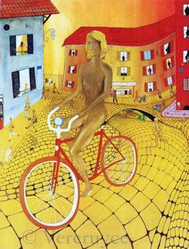 Peinture intitulée "Véloportait - (1974…" par Bernard Vercruyce, Œuvre d'art originale, Huile