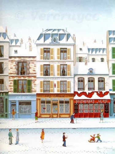 Peinture intitulée "Rue Lepic - Paris.…" par Bernard Vercruyce, Œuvre d'art originale, Huile