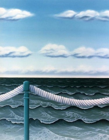 Malerei mit dem Titel "Le cordage - 1986" von Bernard Vercruyce, Original-Kunstwerk, Öl
