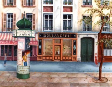 Peinture intitulée "La boulangerie rue…" par Bernard Vercruyce, Œuvre d'art originale, Huile