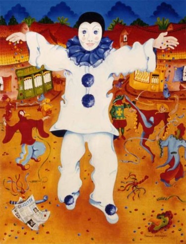 Peinture intitulée "Pierrot-1979" par Bernard Vercruyce, Œuvre d'art originale, Huile