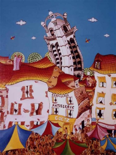 Peinture intitulée "Le marché, place du…" par Bernard Vercruyce, Œuvre d'art originale, Huile