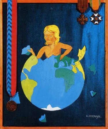 Painting titled "Et la terre créa un…" by Bernard Vercruyce, Original Artwork, Oil