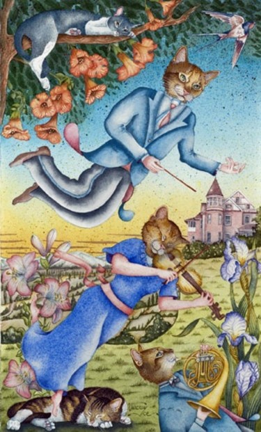 Pittura intitolato "Le chef d'orchestre" da Bernard Vercruyce, Opera d'arte originale, Olio