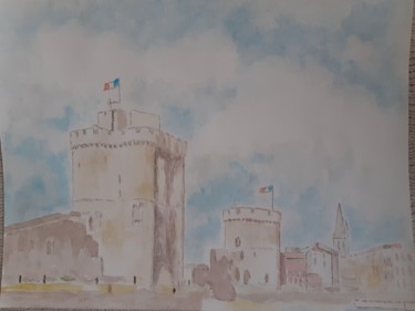 Painting titled "La Rochelle." by Bernard Vérisson, Original Artwork, Watercolor