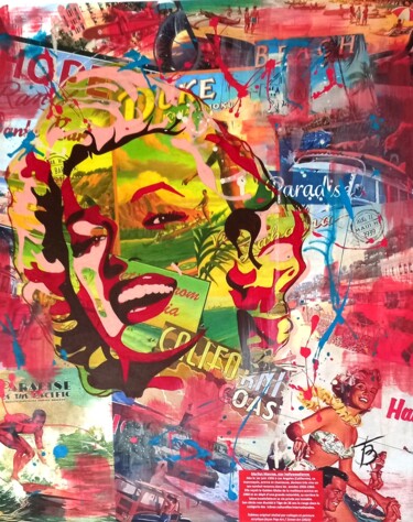 Schilderij getiteld "Marylin Pop-art" door Bernard Xavier, Origineel Kunstwerk, Acryl