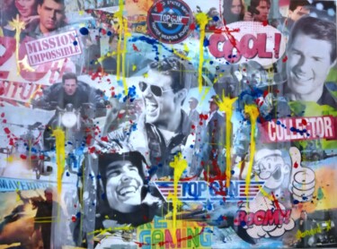 Malerei mit dem Titel "Street-pop TOM" von Bernard Xavier, Original-Kunstwerk, Collagen