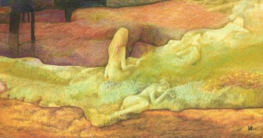 Dessin intitulée "La Sieste" par Bernard Zwegers, Œuvre d'art originale, Crayon