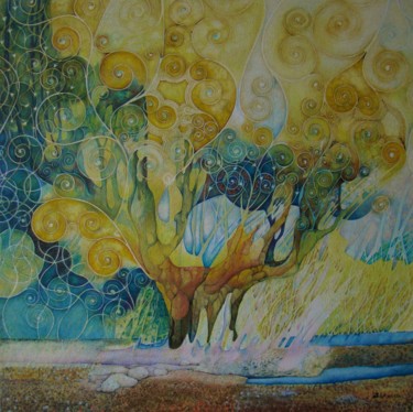 Dibujo titulada "L'arbre au parfums" por Bernard Zwegers, Obra de arte original