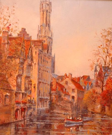 Peinture intitulée "Bruges" par Pierre-Bernard Andrieux, Œuvre d'art originale