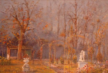 Peinture intitulée "jardin de l'atelier" par Pierre-Bernard Andrieux, Œuvre d'art originale