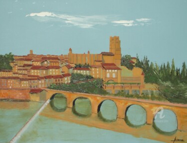 Painting titled "Albi" by Bernard Cahue, Original Artwork, Oil