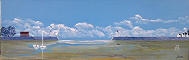Peinture intitulée "Sortie de port" par Bernard Cahue, Œuvre d'art originale, Huile