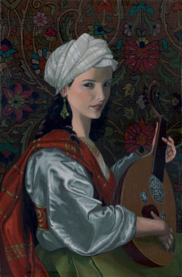 Painting titled "La Musicienne" by Bernard Ciochetti, Original Artwork, Acrylic