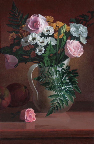 Painting titled "Bouquet  de soucis,…" by Bernard Ciochetti, Original Artwork, Acrylic
