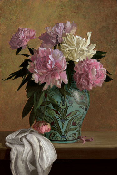 Pintura intitulada "Pivoines roses et b…" por Bernard Ciochetti, Obras de arte originais, Acrílico