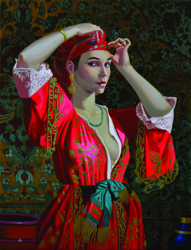 Schilderij getiteld "La Dame au caftan r…" door Bernard Ciochetti, Origineel Kunstwerk, Acryl