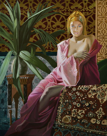 Malarstwo zatytułowany „Le Déshabillé Rose” autorstwa Bernard Ciochetti, Oryginalna praca, Akryl