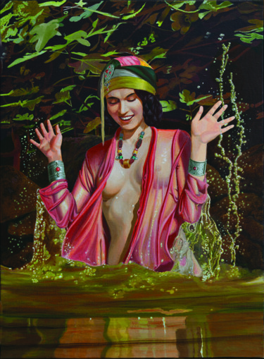 Schilderij getiteld "Plaisir de l'Eau" door Bernard Ciochetti, Origineel Kunstwerk, Acryl