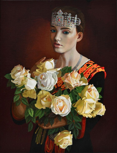 Peinture intitulée "Femme au Bouquet de…" par Bernard Ciochetti, Œuvre d'art originale, Acrylique