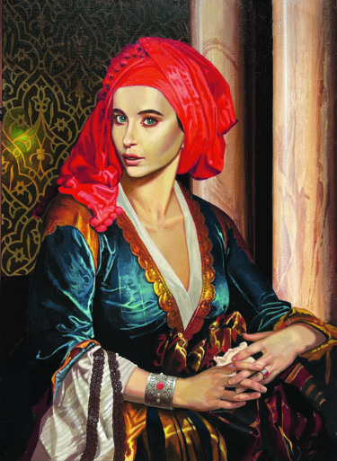 Painting titled "La Dame Turque" by Bernard Ciochetti, Original Artwork, Acrylic
