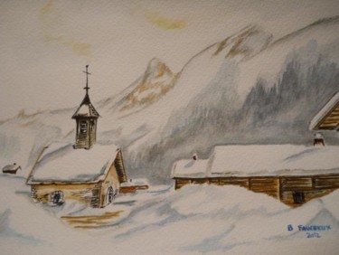 Peinture intitulée "peinture le village…" par Bernard Faucheux, Œuvre d'art originale, Huile