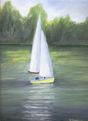 Peinture intitulée "peinture le voilier" par Bernard Faucheux, Œuvre d'art originale, Huile