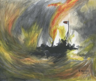Peinture intitulée "aquarelle le vapeur…" par Bernard Faucheux, Œuvre d'art originale, Huile